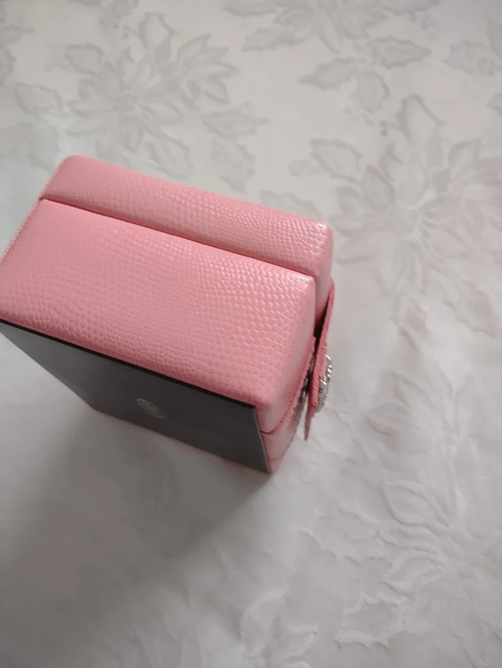Wolf 1834 Pink Jewelry Box Travel Case Crystals Silver Tone Detail